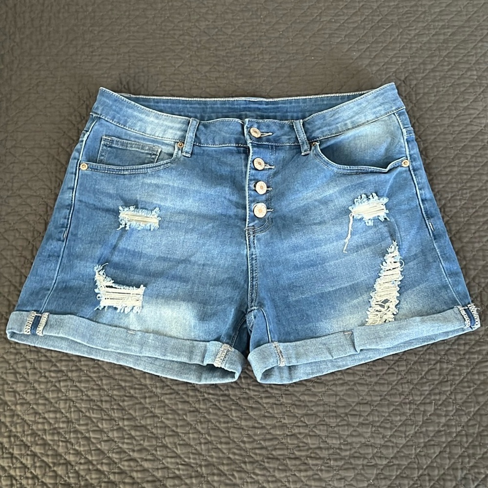 Women's Distressed Jean Shirts - Size L
